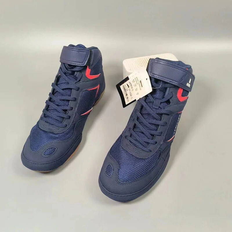 Profesionalūs vyrų, moterų, bokso batai, patvarūs sportiniai batai, didelis berniukas, juodi mėlyni imtynių batai.