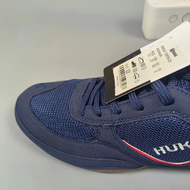 Profesionalūs vyrų, moterų, bokso batai, patvarūs sportiniai batai, didelis berniukas, juodi mėlyni imtynių batai.