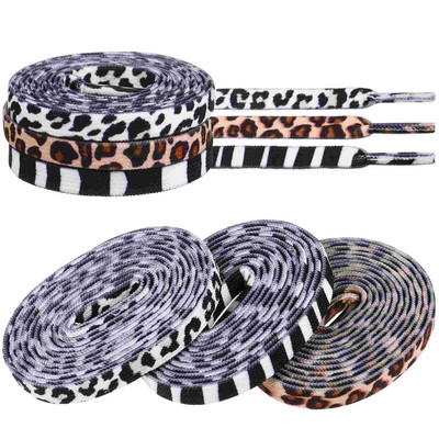 3 șireturi șireturi perechi șireturi plate funny zebră leopard vaca model șireturi șnur pantofi curea elastică pentru pantofi sport pt.
