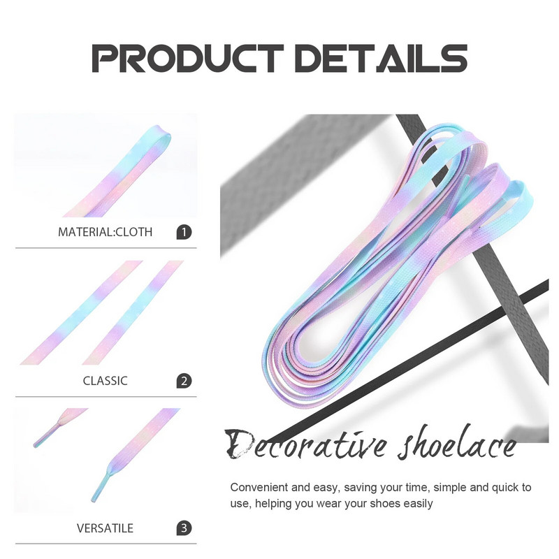 Farebné kvitnúce batikované gradientové šnúrky do topánok Candy 120 cm tenisky pre atletické ploché behanie s popruhmi