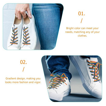 Дъга Градиентни връзки Връзки за обувки Ивици Трендови платнени обувки Вертикални връзки от полиестер