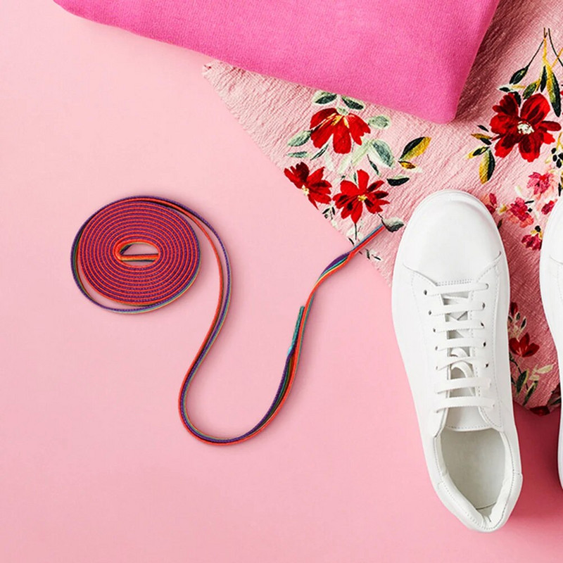 Szivárvány színátmenetes fűzők Cipőkötők Csíkok Trend vászoncipők Poliészter függőleges cipőfűzők