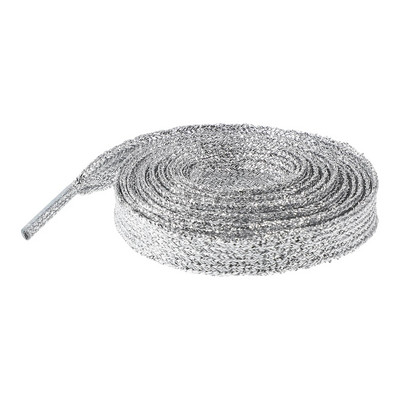 Garneck 1 pereche șireturi plate cu sclipici 11 m șireturi elegante Legături pentru pantofi Accesorii pentru pantofi (argintiu)