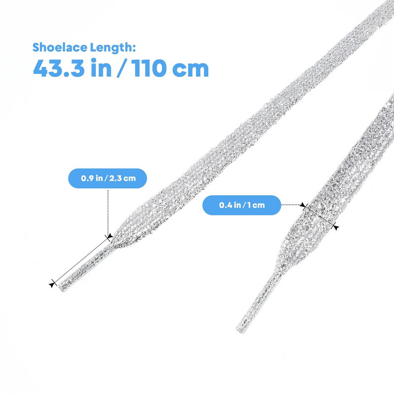 Garneck 1 Paar Glitter lamedad kingapaelad 11 m stiilsed kingapaelad Kingalipsud Kingatarvikud (hõbe)