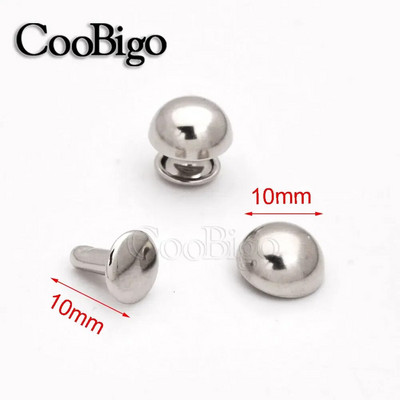 100 komplekti Metallist Seene Needid Naastud Ümar Neet Spike Rõivas Kingad Vöökott Nahast Õmblustarvikud Topeltkork Punk Rock 10mm