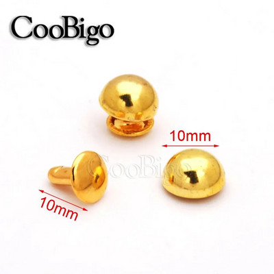 100 komplekti Metallist Seene Needid Naastud Ümar Neet Spike Rõivas Kingad Vöökott Nahast Õmblustarvikud Topeltkork Punk Rock 10mm