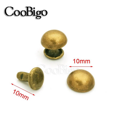 100 komplekti Metallist Seene Needid Naastud Ümar Neet Spike Rõivas Kingad Vöökott Nahast Õmblustarvikud Topeltkork Punk Rock 10mm