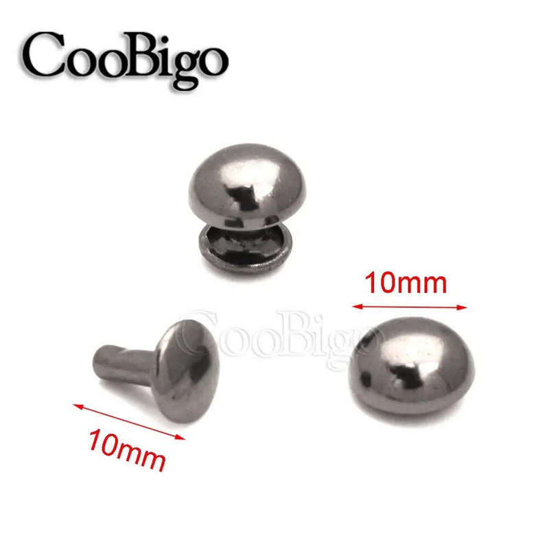 100 komplekti Metallist Seene Needid Naastud Ümar Neet Spike Rõivas Kingad Vöökott Nahast Õmblustarvikud Topeltkork Punk Rock 10mm