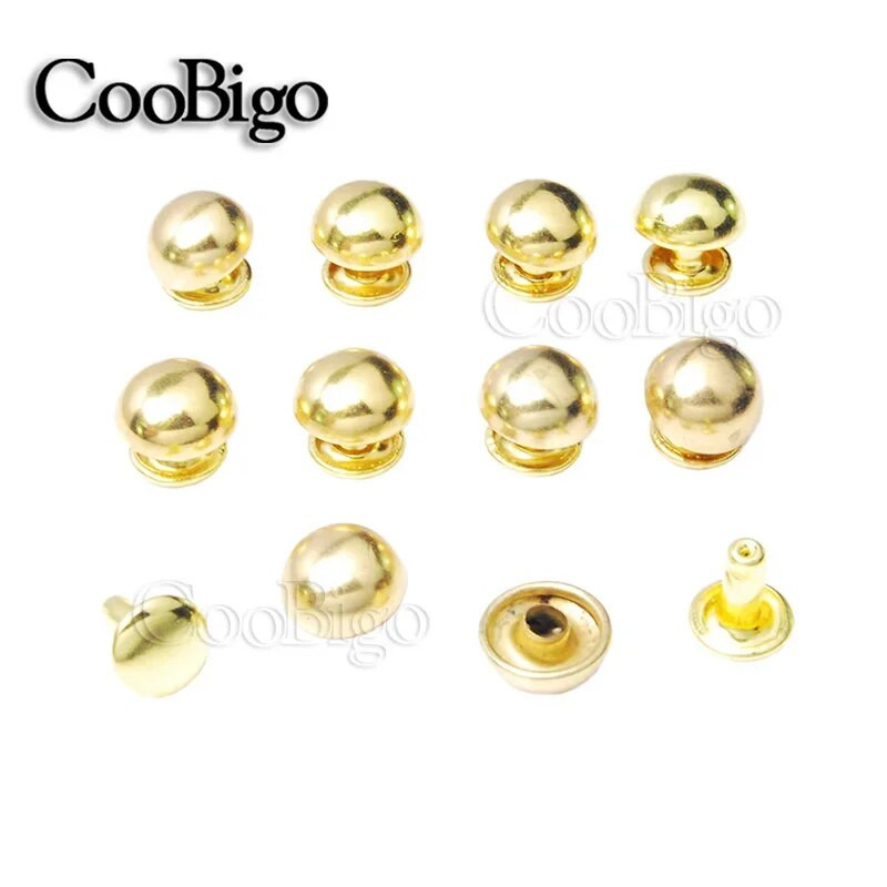 100 komplekti Metallist Seene Needid Naastud Ümar Neet Spike Rõivas Kingad Vöökott Nahast Õmblustarvikud Topeltkork Punk Rock 10mm