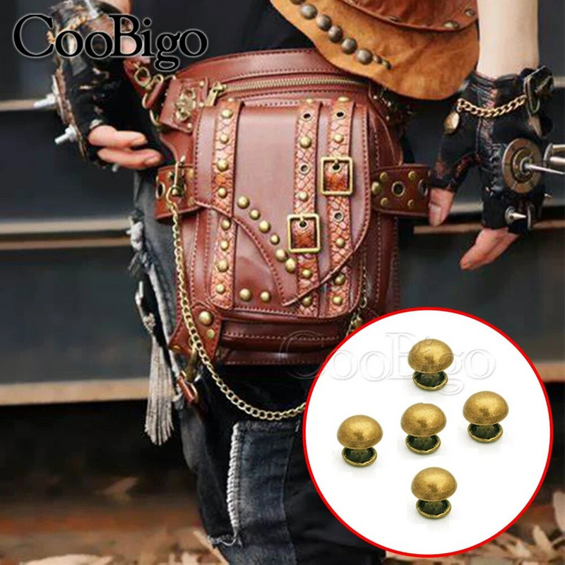 100 komplekti Metallist Seene Needid Naastud Ümar Neet Spike Rõivas Kingad Vöökott Nahast Õmblustarvikud Topeltkork Punk Rock 10mm