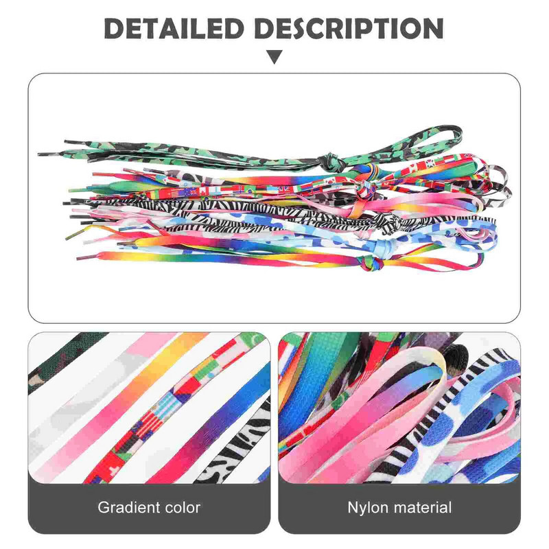 10 paari mitmeotstarbelised gradientvärviga kingapaelad Dekoratiivsed lamedad kingapaelad