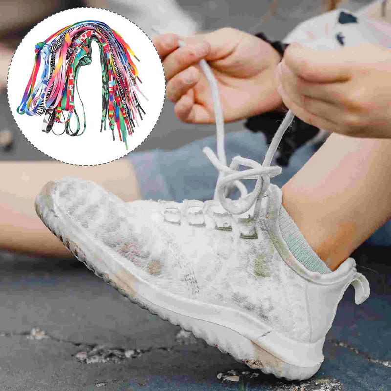 10 paari mitmeotstarbelised gradientvärviga kingapaelad Dekoratiivsed lamedad kingapaelad