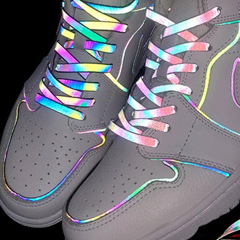 2 чифта светлоотразителни връзки за обувки, плоски маратонки, унисекс, флуоресцентна декорация, лъскава