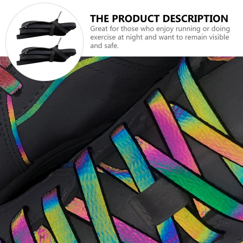 2 páry reflexných šnúrok do topánok, ploché šnúrky, unisex, fluorescenčné, lesklé