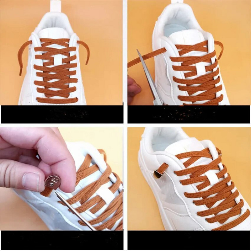 Outdoor Leisure Tossud Turvatossud Lamedad Kingapaelad Lastele ja täiskasvanutele Unisex metallist pandlaga D-kujuline Laisad paelad Lipsuta elastsed kingapaelad