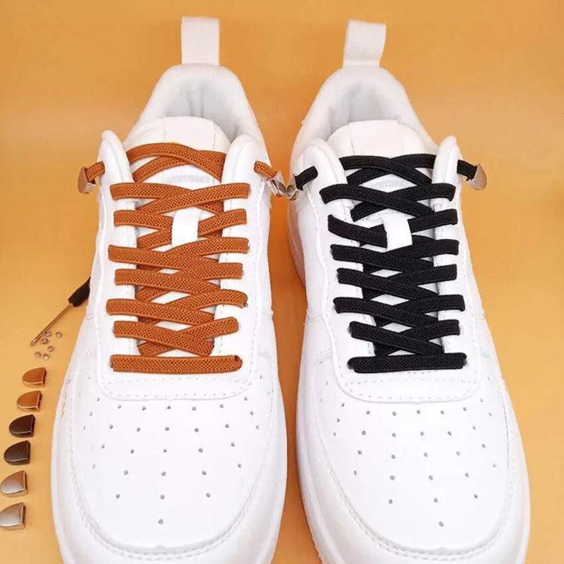 Outdoor Leisure Tossud Turvatossud Lamedad Kingapaelad Lastele ja täiskasvanutele Unisex metallist pandlaga D-kujuline Laisad paelad Lipsuta elastsed kingapaelad