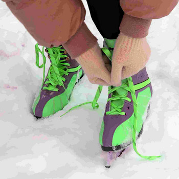 Восъчени връзки за кънки за хокей на лед 96-инчови двуслойни оплетки, подсилени накрайници за хокейни обувки за скейт, връзки за хокейни ски обувки