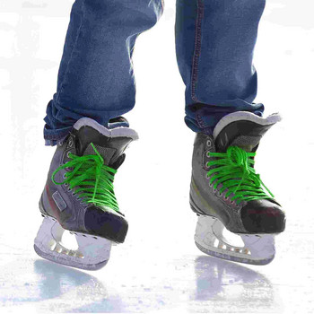 Восъчени връзки за кънки за хокей на лед 96-инчови двуслойни оплетки, подсилени накрайници за хокейни обувки за скейт, връзки за хокейни ски обувки