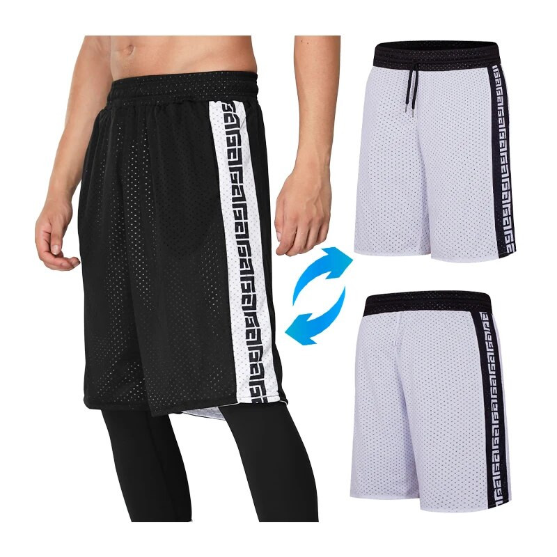 Muške kratke hlače za treniranje s dvije strane za košarku, kratke do koljena, labave hlače za trčanje u teretani, fitness, pet točkastih hlača, 5XL kratke hlače za trčanje s slovima