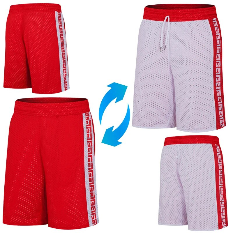 Muške kratke hlače za treniranje s dvije strane za košarku, kratke do koljena, labave hlače za trčanje u teretani, fitness, pet točkastih hlača, 5XL kratke hlače za trčanje s slovima