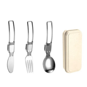 Σετ μαχαιροπήρουνων από ανοξείδωτο ατσάλι Camping 1/3PC Mini Portable Outdoor Spoon Fork Set μαχαιροπίρουνα για πεζοπορία Είδη μαγειρικής για υπαίθριο κάμπινγκ
