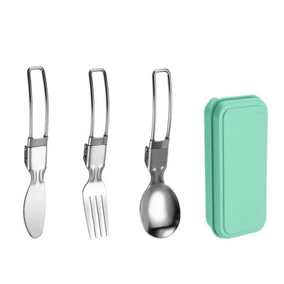 1/3 gab Mini pārnēsājami āra karotes dakšas galda piederumi kempinga nerūsējošā tērauda galda piederumu komplekts pārgājieniem āra kempinga gatavošanas piederumi