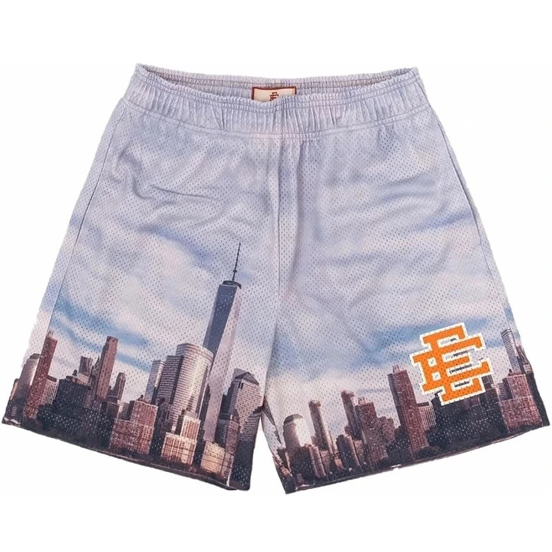 EE Basic Short NEW YORK CITY SKYLINE ανδρικό σορτς casual fitness αθλητικό παντελόνι καλοκαιρινό γυμναστήριο προπόνηση με διχτυωτό ανδρικό σορτς