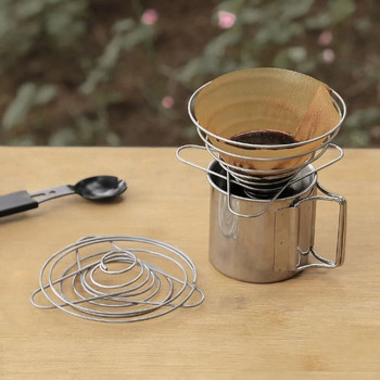 Υπαίθρια βάση φίλτρου καφέ από ανοξείδωτο ατσάλι Επαναχρησιμοποιήσιμα φίλτρα καφέ Dripper Καλάθια καφέ για κάμπινγκ σερβίτσιο για πικνίκ