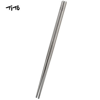 Επιτραπέζια σκεύη TiTo Outdoor Camping από κράμα τιτανίου 6mm / 7mm Κοίλα ξυλάκια για πεζοπορία Ταξιδιωτικά επιτραπέζια σκεύη Titanium Chopsticks