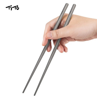 TiTo kültéri kemping evőeszközök titán ötvözet 6 mm / 7 mm üreges pálcikák túrázáshoz Utazó étkészletek titán pálcikák