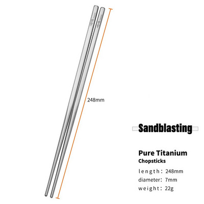 TiTo välikämpingu lauanõud titaanisulamist 6 mm / 7 mm õõnsad söögipulgad matkamiseks Titaanist söögipulgad reisimiseks