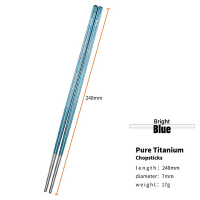 TiTo välikämpingu lauanõud titaanisulamist 6 mm / 7 mm õõnsad söögipulgad matkamiseks Titaanist söögipulgad reisimiseks