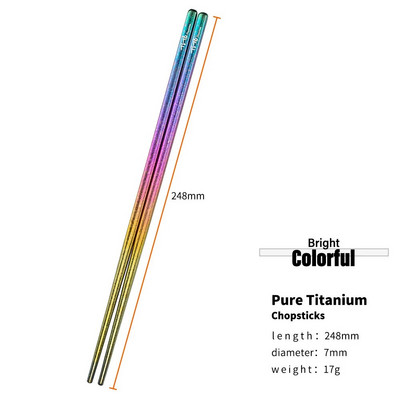 TiTo välikämpingu lauanõud titaanisulamist 6 mm / 7 mm õõnsad söögipulgad matkamiseks Titaanist söögipulgad reisimiseks