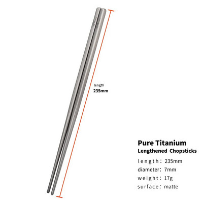TiTo välikämpingu lauanõud titaanisulamist 6 mm / 7 mm õõnsad söögipulgad matkamiseks Titaanist söögipulgad reisimiseks