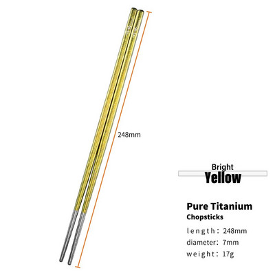 TiTo välikämpingu lauanõud titaanisulamist 6 mm / 7 mm õõnsad söögipulgad matkamiseks Titaanist söögipulgad reisimiseks