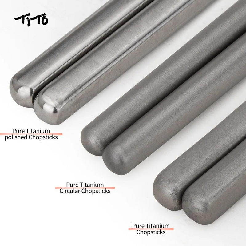 TiTo välikämpingu lauanõud titaanisulamist 6 mm / 7 mm õõnsad söögipulgad matkamiseks Titaanist söögipulgad reisimiseks