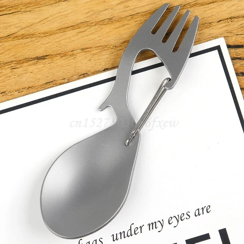 Titaanist matkalauanõud Kahvel lusikas pudeliavaja õues pikniku riputuspandlaga