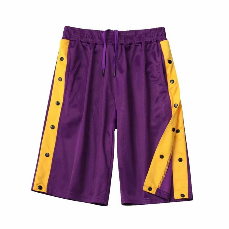 Kétsoros kosárlabda rövidnadrág három zsebes sport rövidnadrág edzés edzőterem fitnesz futódeszka rövid nadrág gomb nyitott láb