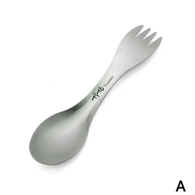 Titanium Spork Spoon Ülikerged kööginõud, kaasaskantavad õues telkimiseks piknikutarvikud Matkareisi 2in1 lauanõud