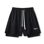 Ανδρικό σορτς μπάσκετ Letter Print με τσέπες Quick Dry Breathable Mesh2 σε 1 Ύφασμα Running Athlete Gym Fitness Sports Shorts