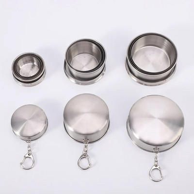75/150/250ML Stainless Steel Folding Cup Camping Cookware Retractable Cup Teacups Teaware Camp Utensils Tableware Folded Cup