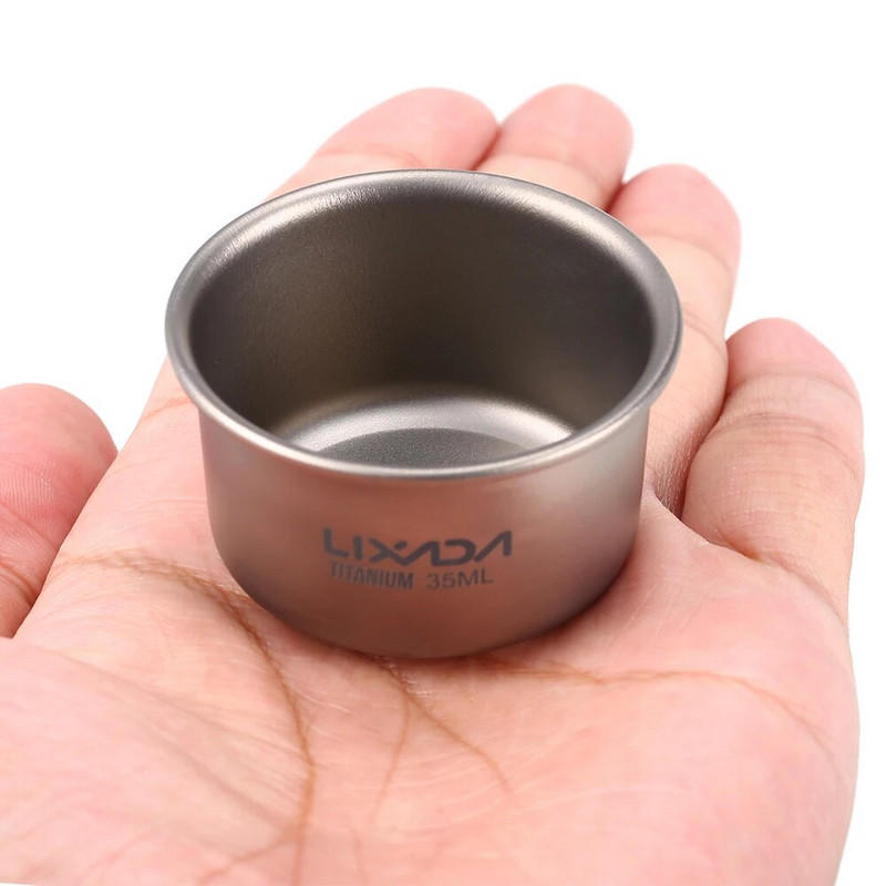 Lixada 1 τμχ 35ml Mini Titanium Tea Cup Camping Picnic Titanium Cup Home Office Υπαίθριο Κάμπινγκ Πεζοπορία Κούπα τσαγιού καφέ 8g