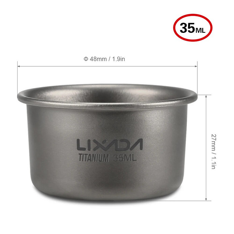 Lixada 1 τμχ 35ml Mini Titanium Tea Cup Camping Picnic Titanium Cup Home Office Υπαίθριο Κάμπινγκ Πεζοπορία Κούπα τσαγιού καφέ 8g