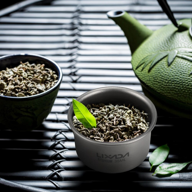 Lixada 1 τμχ 35ml Mini Titanium Tea Cup Camping Picnic Titanium Cup Home Office Υπαίθριο Κάμπινγκ Πεζοπορία Κούπα τσαγιού καφέ 8g