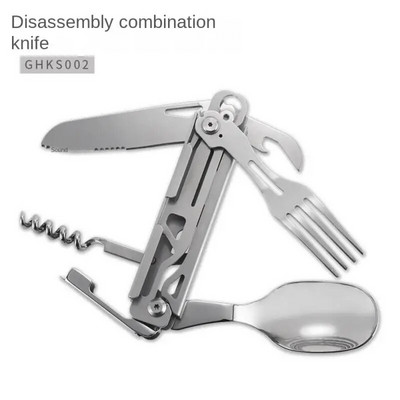 Επιτραπέζια σκεύη αποσυναρμολόγησης πολλαπλών χρήσεων από ανοξείδωτο χάλυβα Πτυσσόμενα μαχαιροπίρουνα Φορητά Μαχαίρι Κάμπινγκ Πιρούνι Κουτάλια για Υπαίθριο Κάμπινγκ