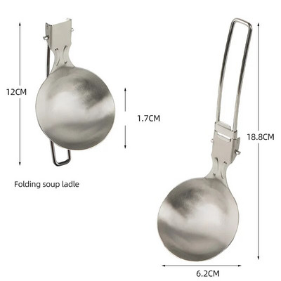 Lauke sulankstomas kepimo kastuvas kempingo nešiojamas 304 nerūdijančio plieno ryžių kastuvas kepsninei iškylai stalo reikmenys kelionių kalnais mentele