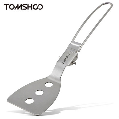 Tomshoo Stainless Steel Folding Spatula Turner for Outdoor Camping Hiking BBQ Picnic Cooking Mini Pancakes Bread Steak Flat