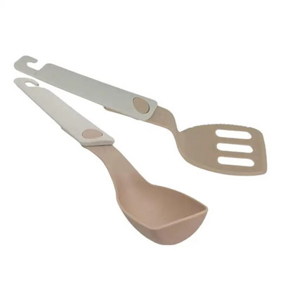 Foldable Camping Spoon Shovel Outdoor Cooking Spoon Folding Cookware Hiking BBQ Cutlery Lightweight Nylon Spatula Set