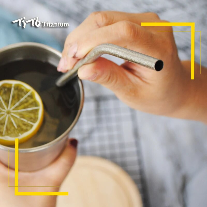 Slamky TiTo Pure z titánovej zliatiny, prenosné, prenosné, nie z nehrdzavejúcej ocele, príslušenstvo na slamky, štetec na potrubie, nekoroduje