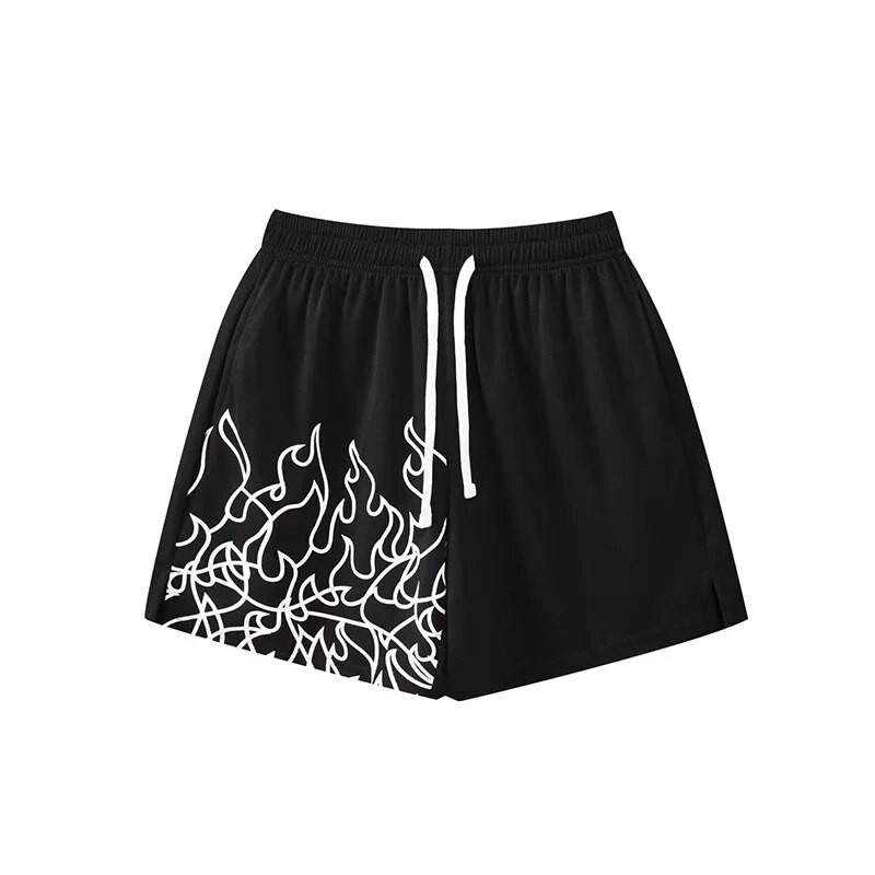 Američke košarkaške kratke hlače Muške hlače s uzorkom plamena za trčanje Brzo sušeće hlače Ljetne kratke hlače za sportski trening u teretani Prozračne kratke hlače